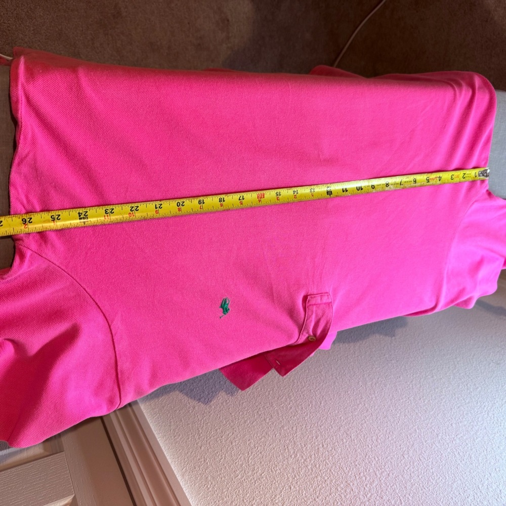 Polo Ralph Lauren Mens XL Hot Pink Short Sleeve Pique Polo Shirt Green Pony Logo - Picture 7 of 12